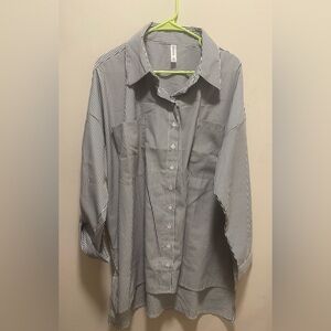 Black and white stripe button up shirt